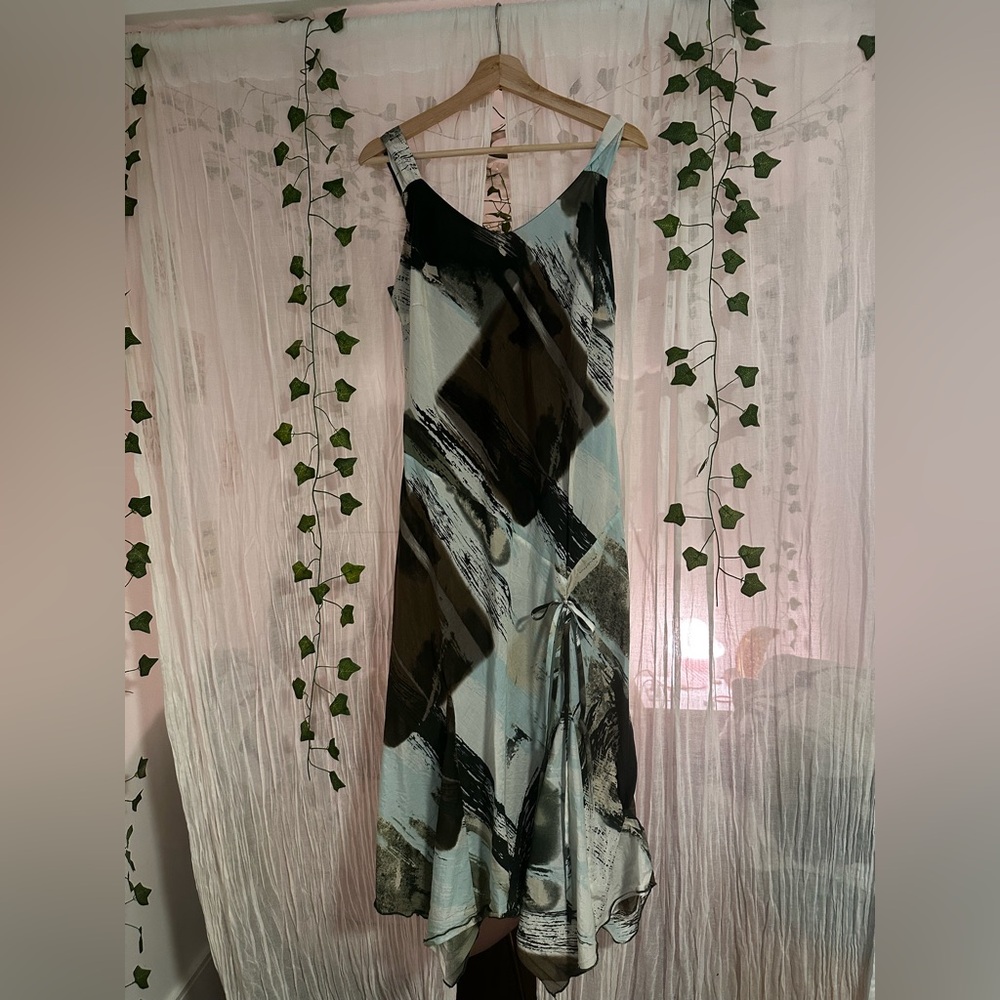 adam jacobs printed asymmetrical dress